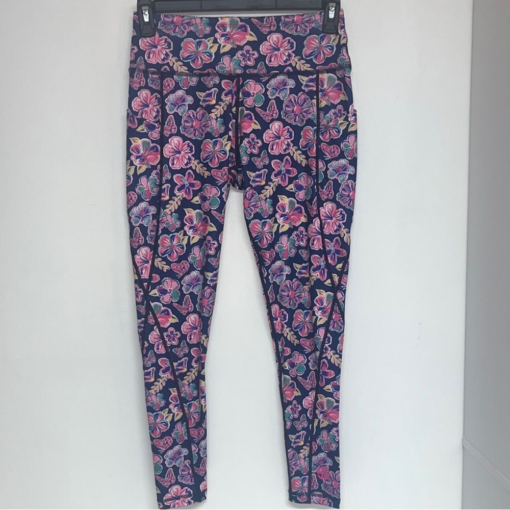 Simply Southern Sz LG High-Rise Athletic Leggings 7/8 Length Athleisure Sporty